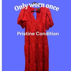Puff sleeve, tiered waist, pristine condition red dress. LN Sugarlips Size L